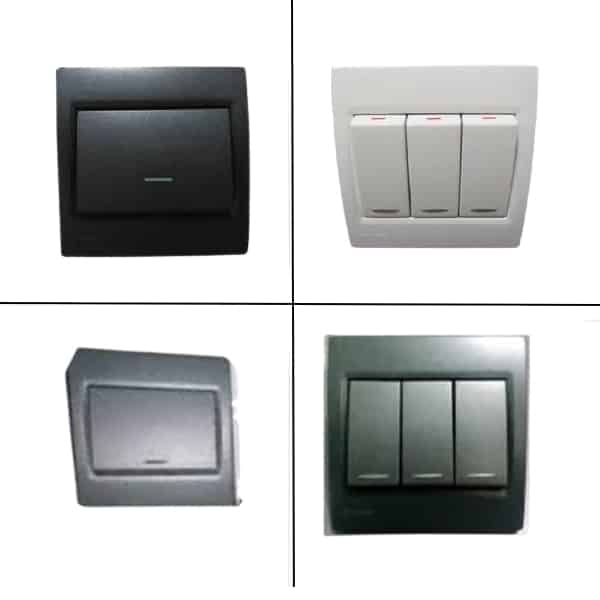 Siemens DELTA vega 10A 1 Way Switch (Complete Unit) - With Indicator, Metallic Aluminium, 3 Gang