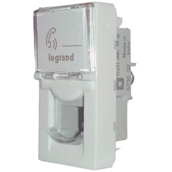 Legrand Myrius Modular RJ11 Telephone Socket with Shutter 1M White 6730 52