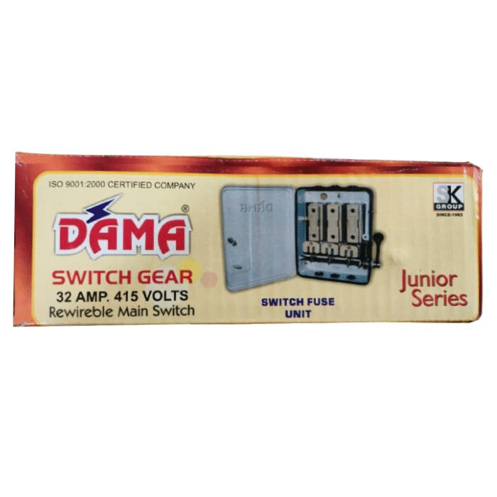 Dama 32A TP Main Switch Fuse Unit Rewirable