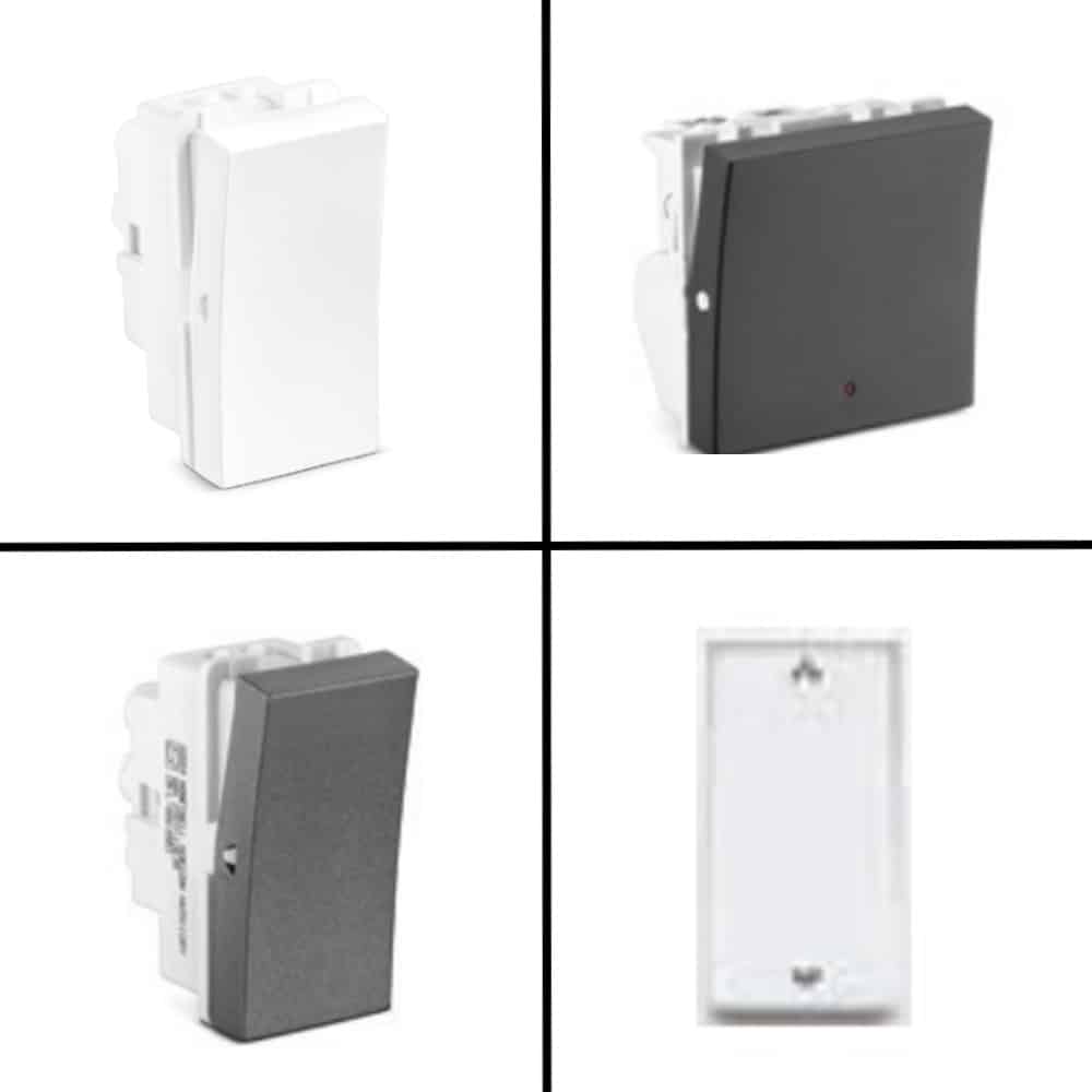 Honeywell MK Horizon Modular Switch - 6A, 2 Way, Without Indicator, 1M, Jet Black