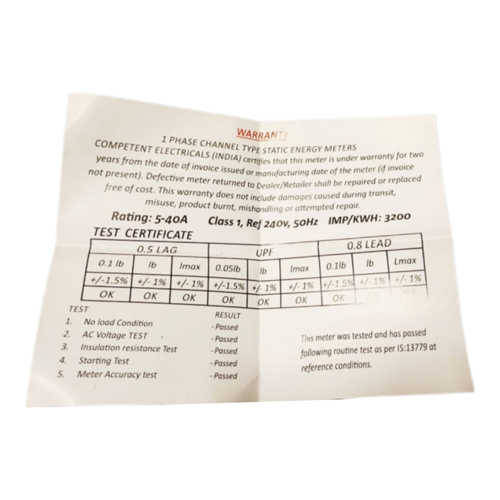 Flora 5-40A 1 Phase kWh Electric Sub Meter Channel Type
