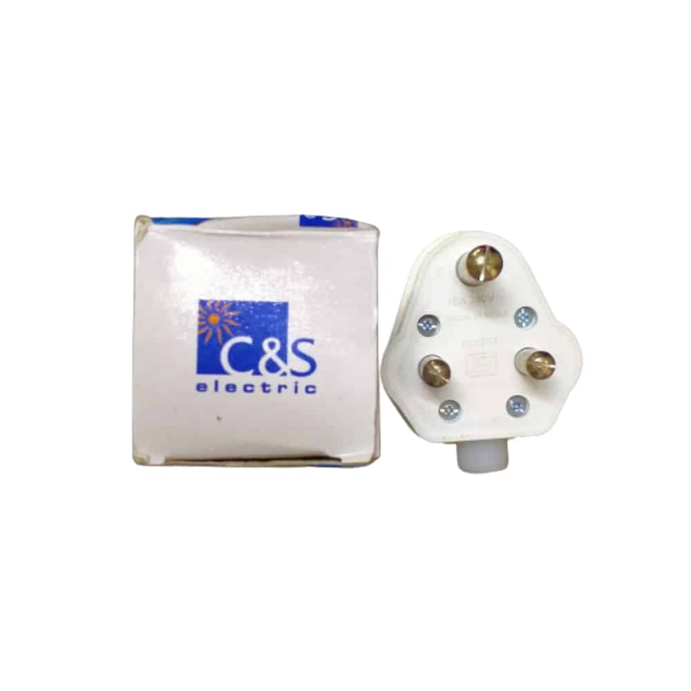 C&S Electric 3 Pin Plug Top White