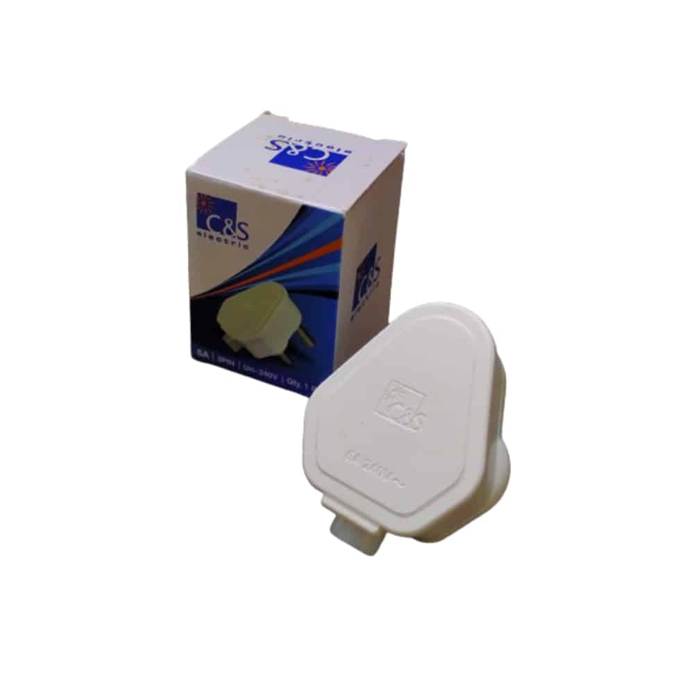 C&S Electric 3 Pin Plug Top White
