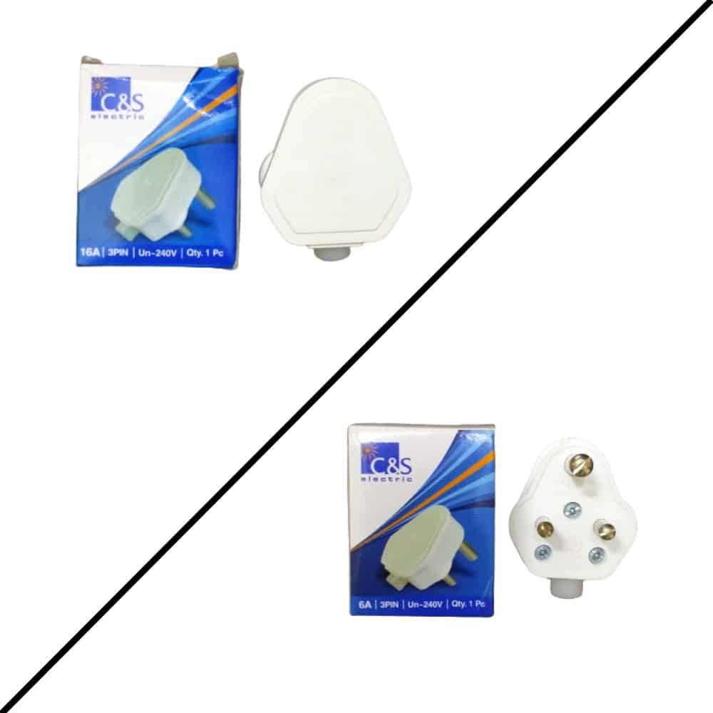 C&S Electric 3 Pin Plug Top White