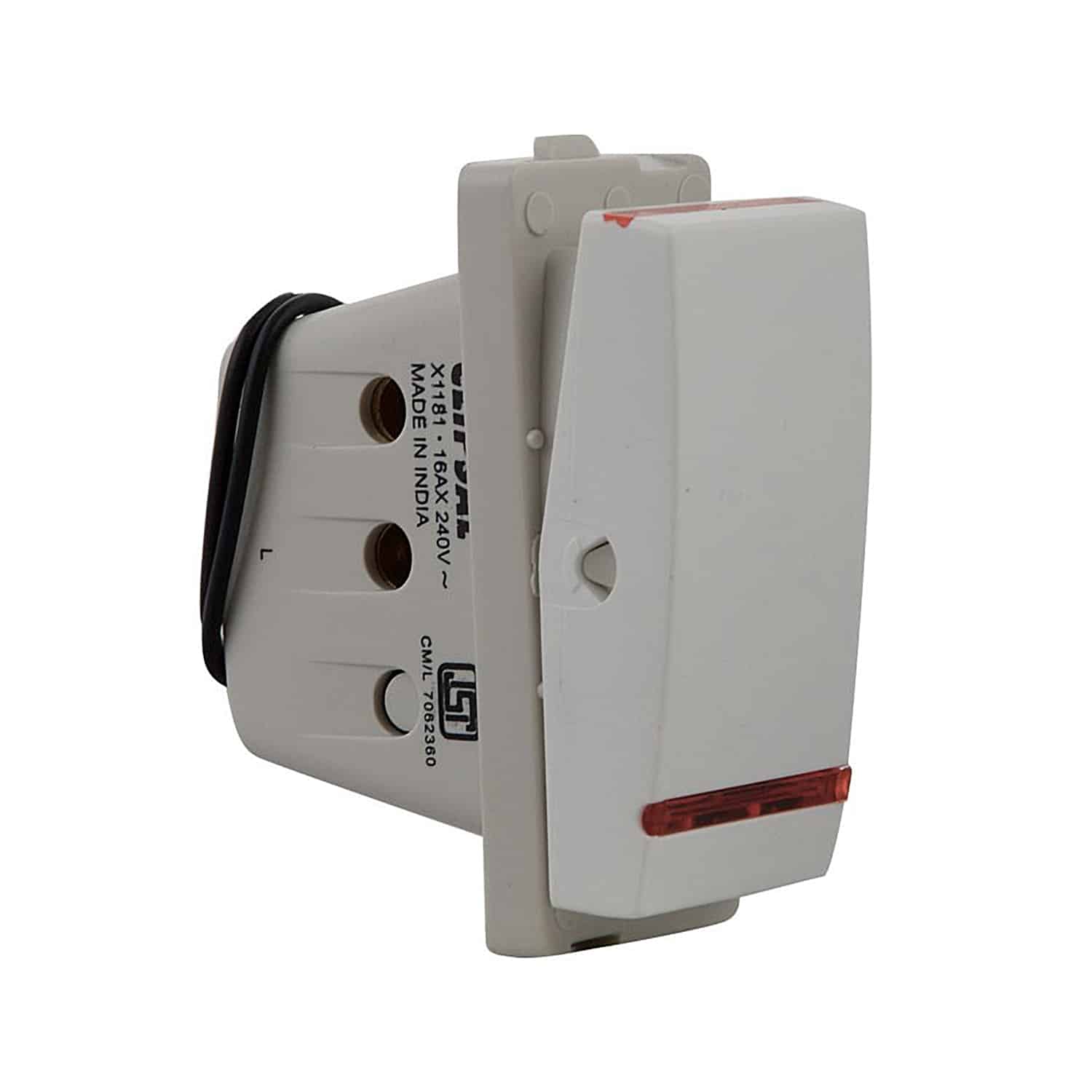 Schneider Opale Modular Switch White - 16A, 1 Way, With Indicator, 1M