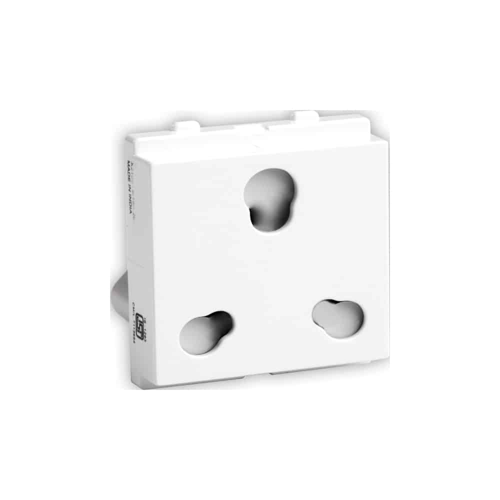 Schneider Opale Modular Socket with Shutter 2M White - 6/16A 3 Pin