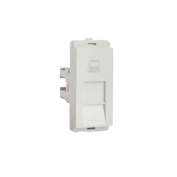 Schneider Livia Modular RJ45 Computer Socket with Shutter 1M White - Cat6