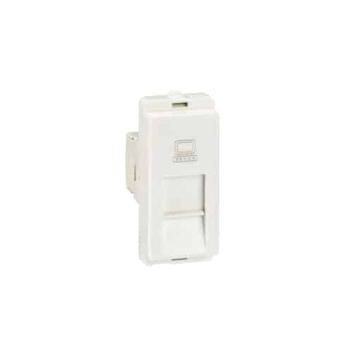 Schneider Livia Modular RJ45 Computer Socket with Shutter 1M White - Cat5e