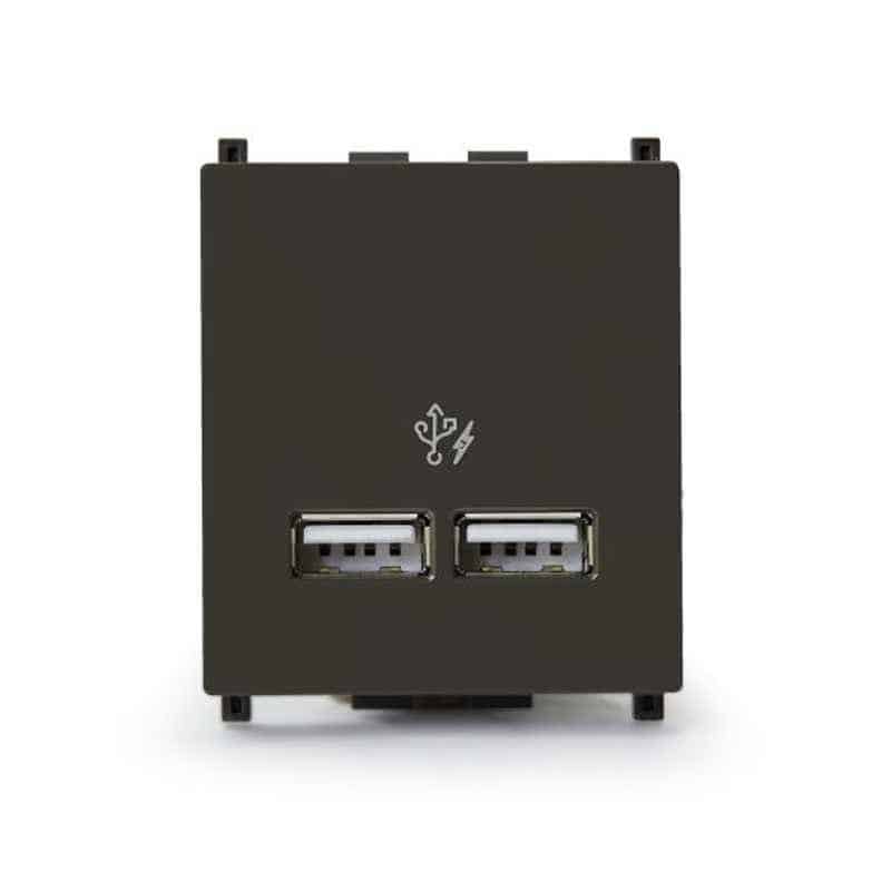 Schneider ZENcelo 2.1A Modular USB Socket - Dark Grey, 2 Gang