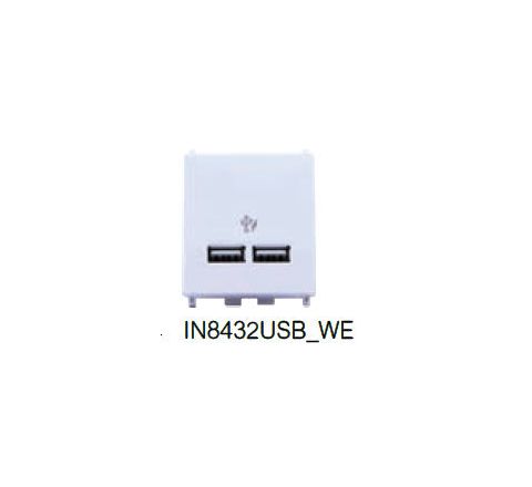 Schneider ZENcelo 2.1A Modular USB Socket - White, 2 Gang
