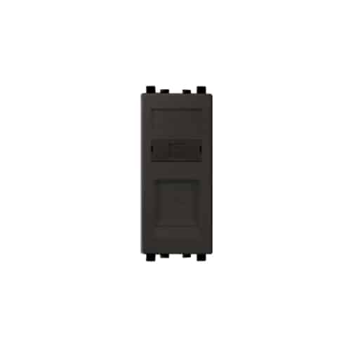 Schneider ZENcelo Modular RJ11 Telephone Socket with Shutter 1M - Dark Grey
