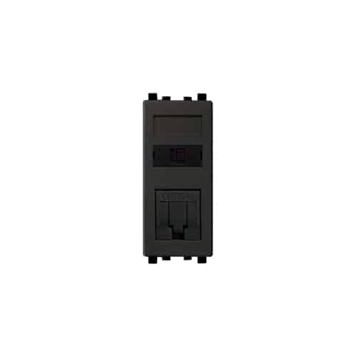 Schneider ZENcelo Cat6 Modular RJ45 Computer Socket with Shutter 1M - Dark Grey