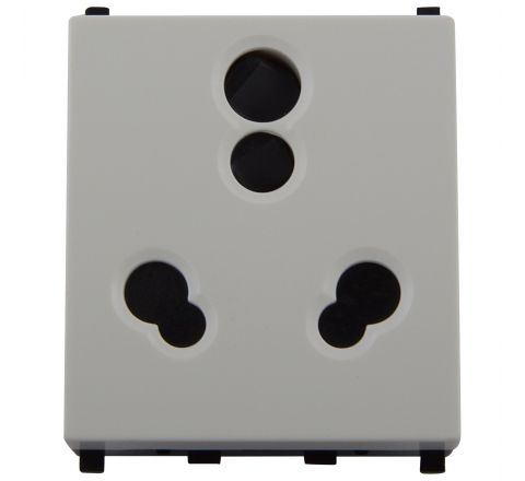 Schneider ZENcelo Modular Socket with Shutter - 6A/16A 3 Pin with Shutter, 2M, White