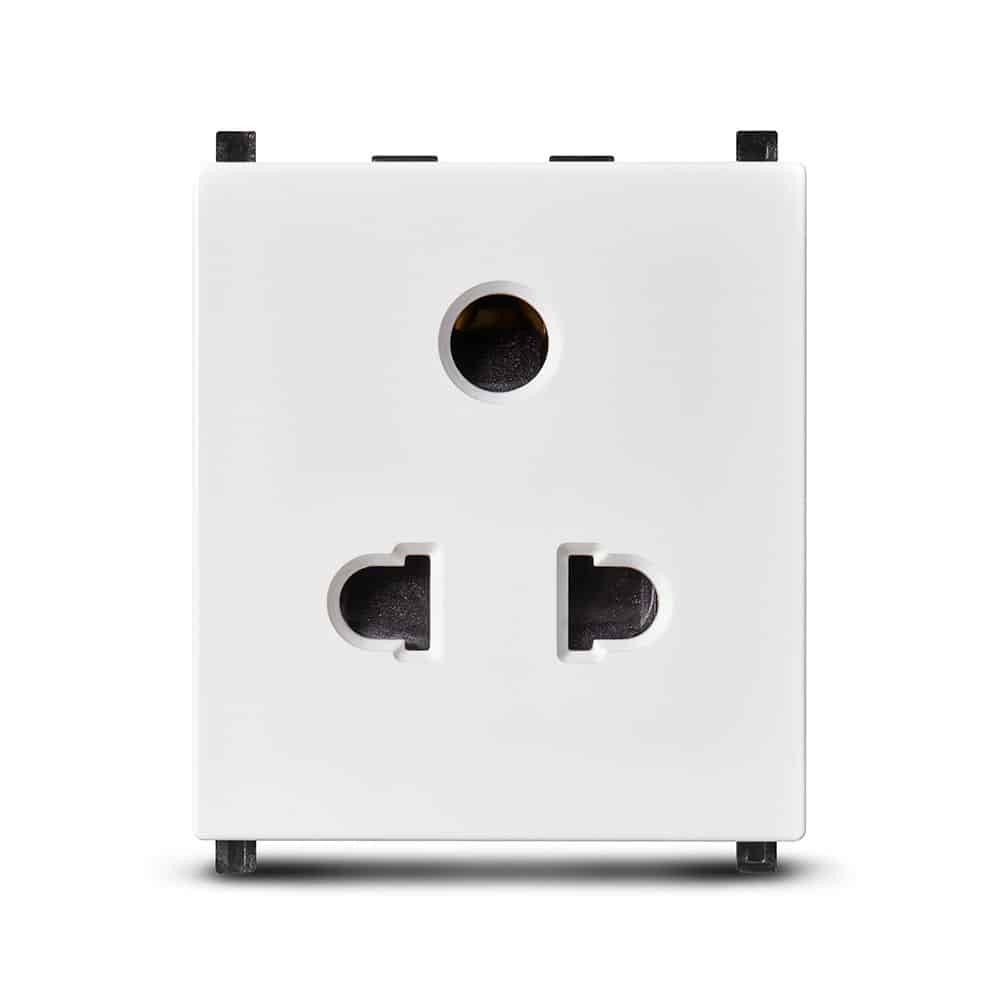 Schneider ZENcelo Modular Socket with Shutter - Universal 2-3 Pin with Shutter, 2M, White