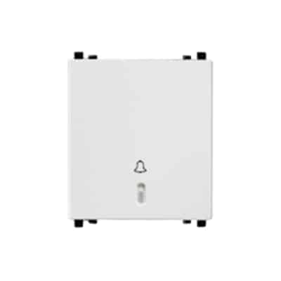 Schneider ZENcelo 6A 1 Way Modular Bell Push Switch - 2M, White