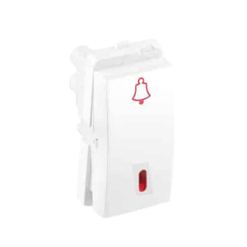 Honeywell MK EVO 6A 1 Way Modular Bell Push Switch White - With Indicator, 2M
