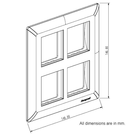 Honeywell MK EVO Modular Plate Cover + Frame White - 8M (S)