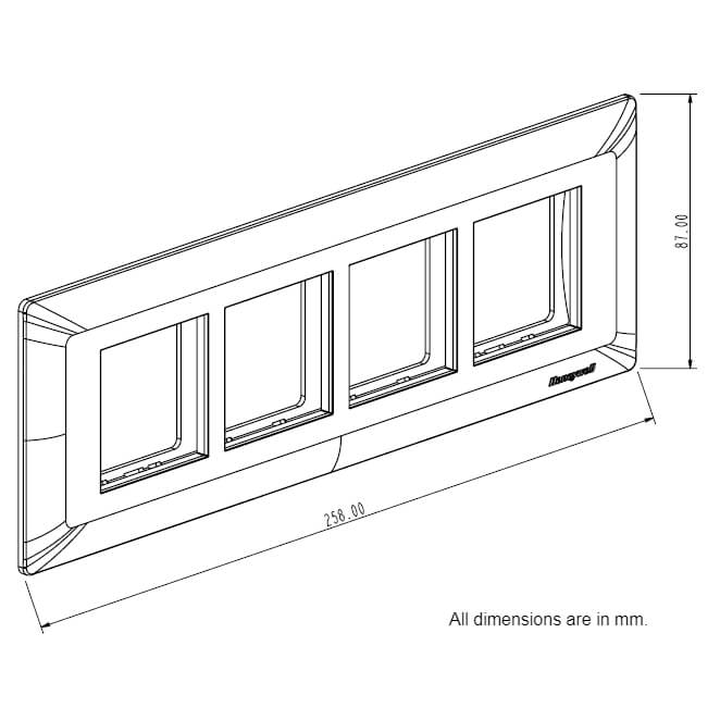 Honeywell MK EVO Modular Plate Cover + Frame White - 8M (H)