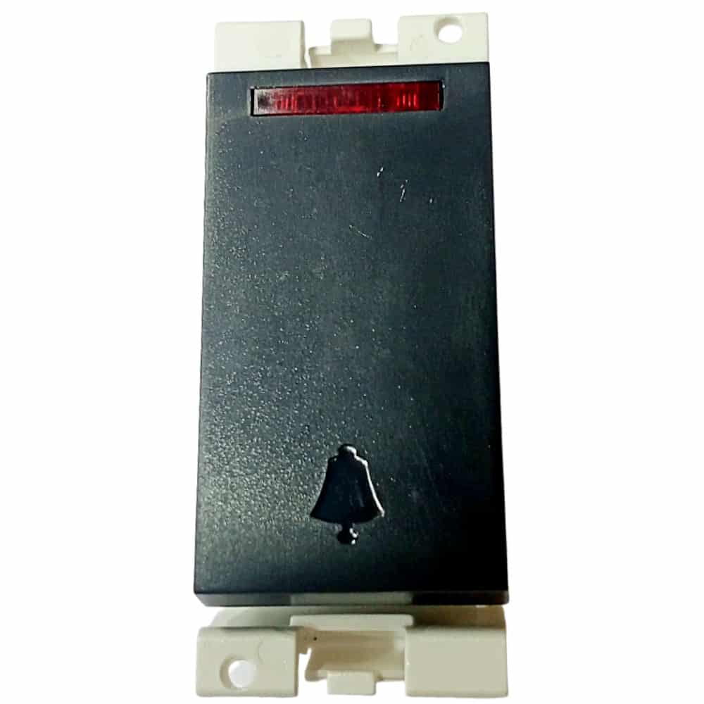 Honeywell MK Blenze Plus 6A 1 Way Modular Bell Push Switch - 6A, With Indicator, 1M, Black