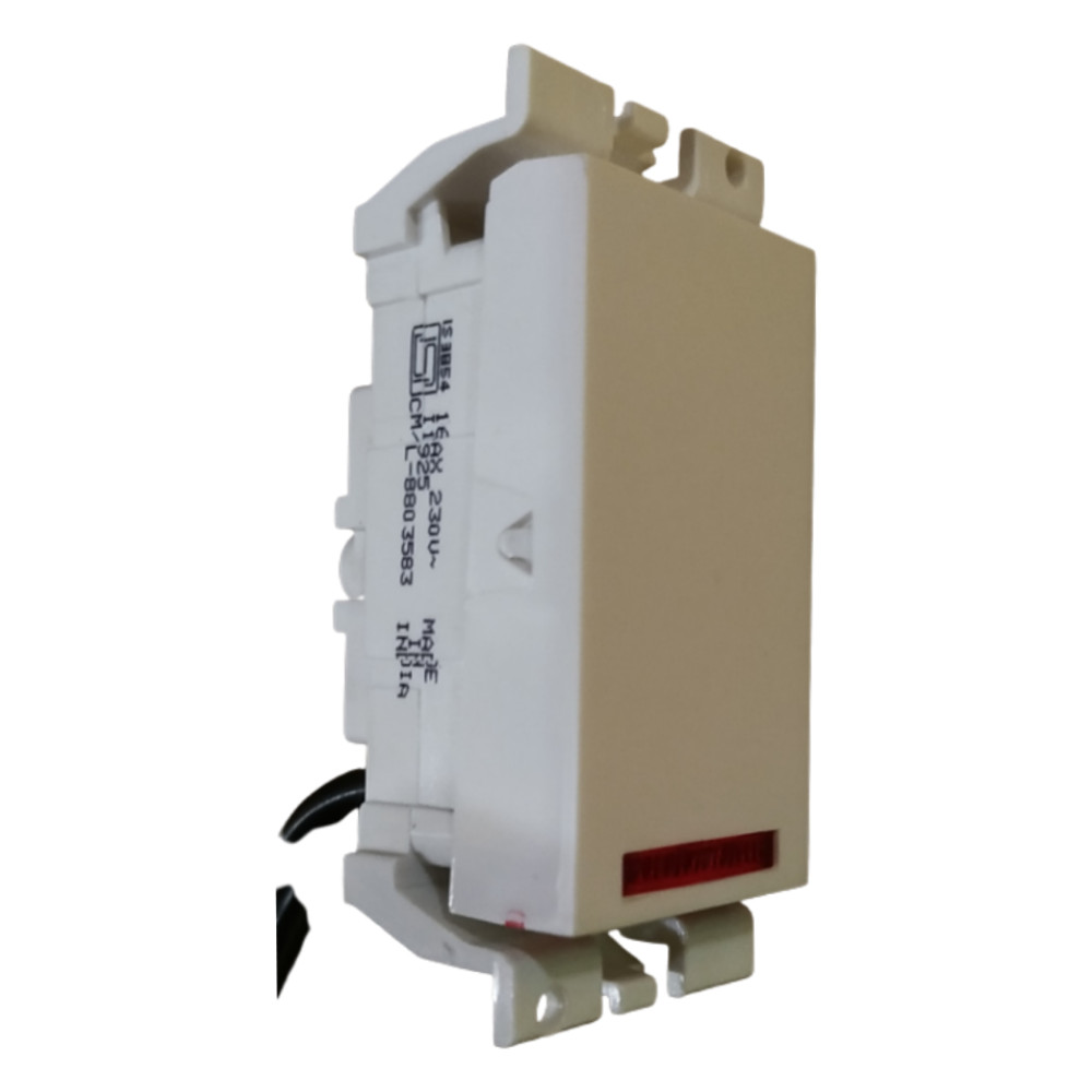 Honeywell MK Blenze Plus Modular Switch - 16A, 1 Way, With Indicator, 1M, Synthetic Chalk White