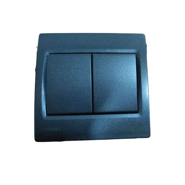 Siemens DELTA vega 10A 1 Way Switch (Complete Unit) - Without Indicator, Metallic Carbon, 2 Gang