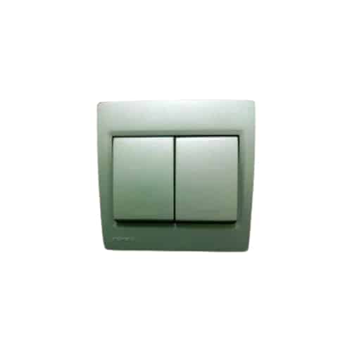 Siemens DELTA vega 10A 1 Way Switch (Complete Unit) - Without Indicator, Metallic Aluminium, 2 Gang