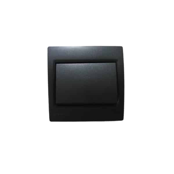 Siemens DELTA vega 10A 1 Way Switch (Complete Unit) - Without Indicator, Metallic Carbon, 1 Gang