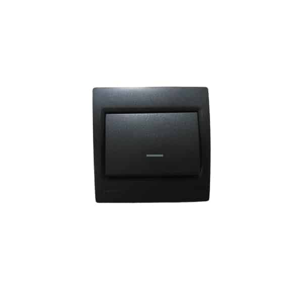 Siemens DELTA vega 10A 1 Way Switch (Complete Unit) - With Indicator, Metallic Carbon, 1 Gang