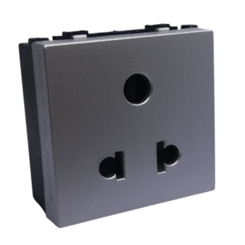 Siemens DELTA vega Modular Socket - 6/10A 3 Pin, Metallic Aluminium