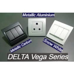 Siemens DELTA vega 10A Modular Bell Push Switch - With Indicator, 1M, Metallic Aluminium