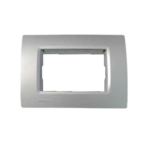 Siemens DELTA vega Modular Plate Cover + Frame - 3M, Metallic Aluminium