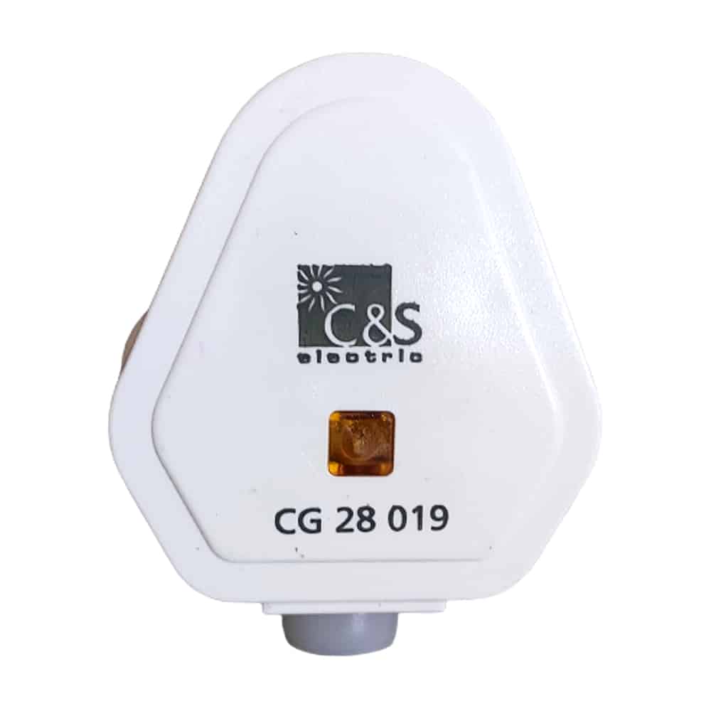 C&S Electric 3 Pin Plug Top White