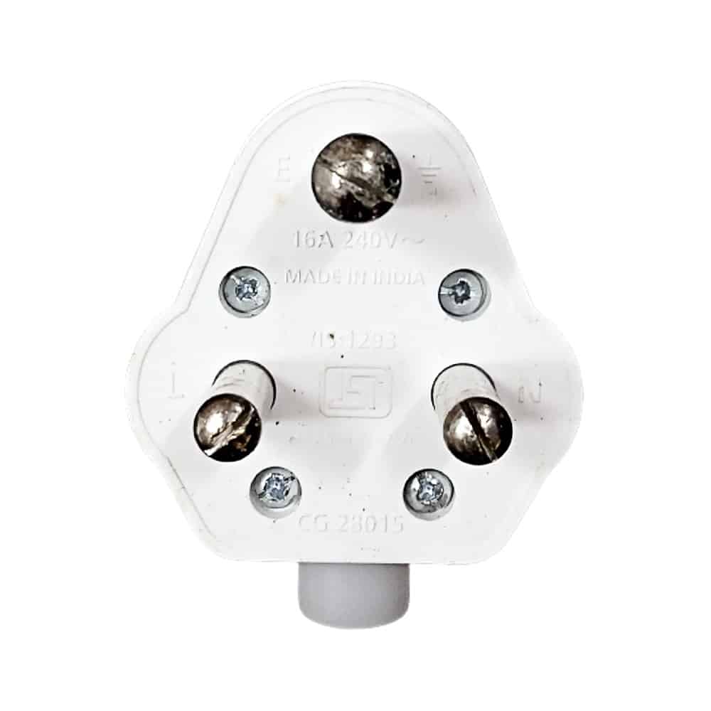 C&S Electric 3 Pin Plug Top White - 16A