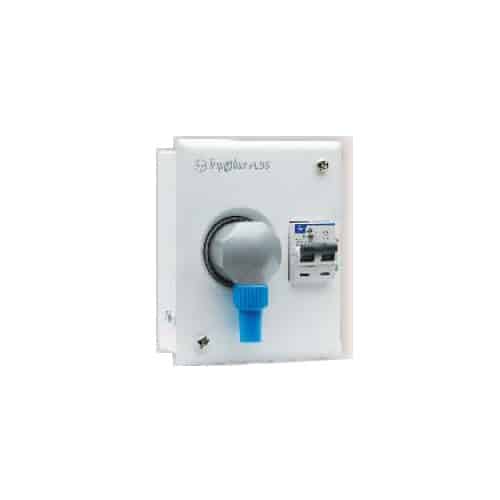 L&T Tripbox Plus Metal Industrial Plug & Socket DB Box for MCB - 20A 2 Pin (P+N)+E for 2 Pole MCB