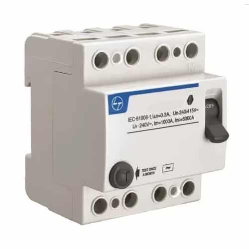 L&T Tripper RCCB - 63A, 4 Pole, 100mA
