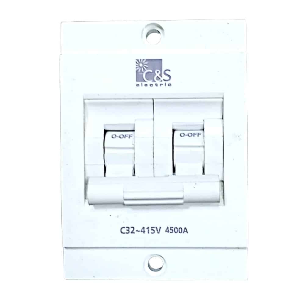 C&amp;S Electric MCB 4.5kA 'C' Non Modular Mini WiNtrip Pure White - 32A, 2 Pole