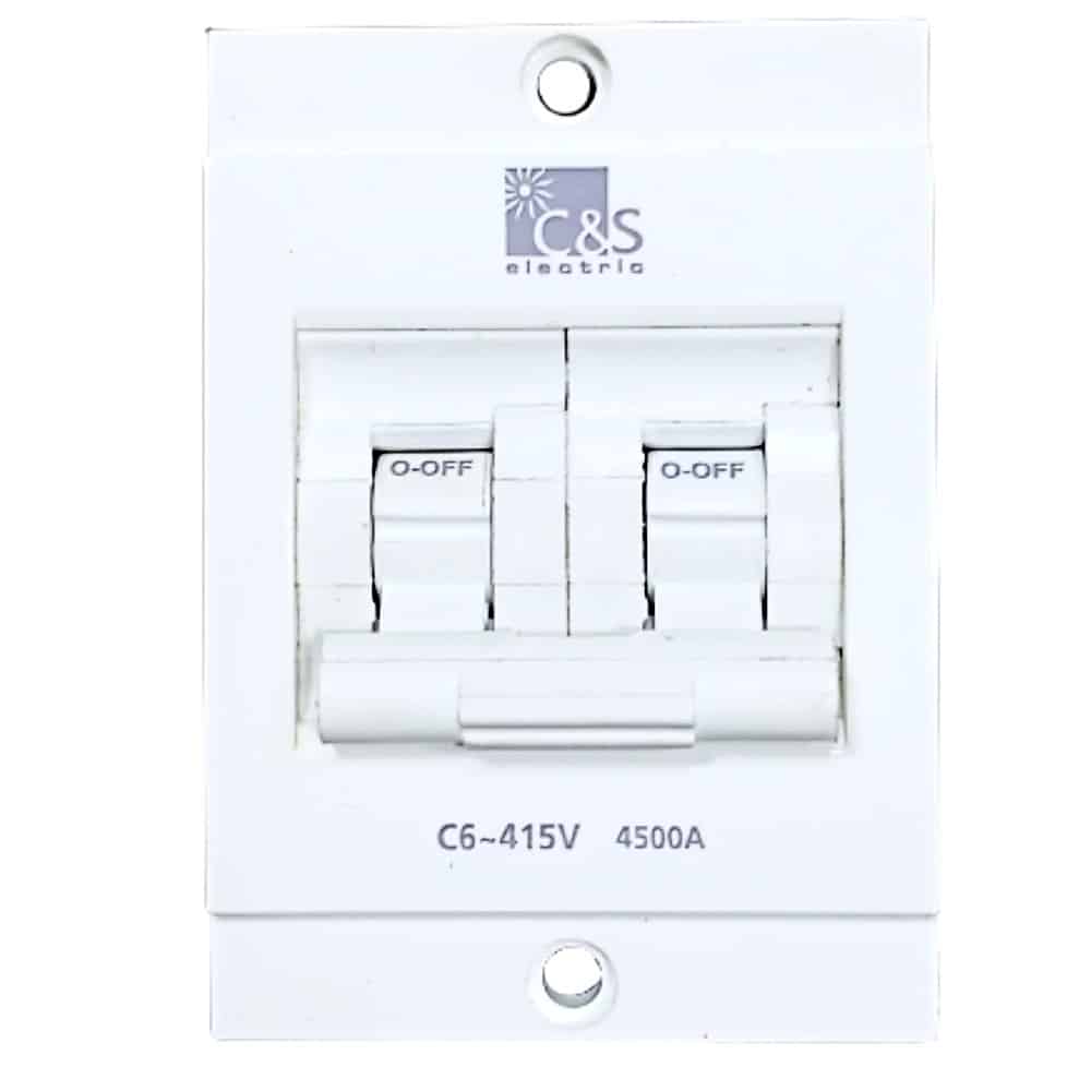 C&amp;S Electric MCB 4.5kA 'C' Non Modular Mini WiNtrip Pure White - 6A, 2 Pole