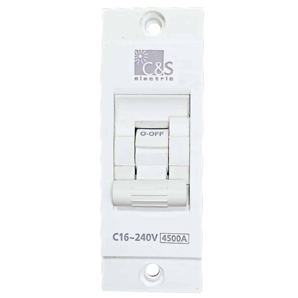 C&amp;S Electric MCB 4.5kA 'C' Non Modular Mini WiNtrip Pure White - 16A, 1 Pole