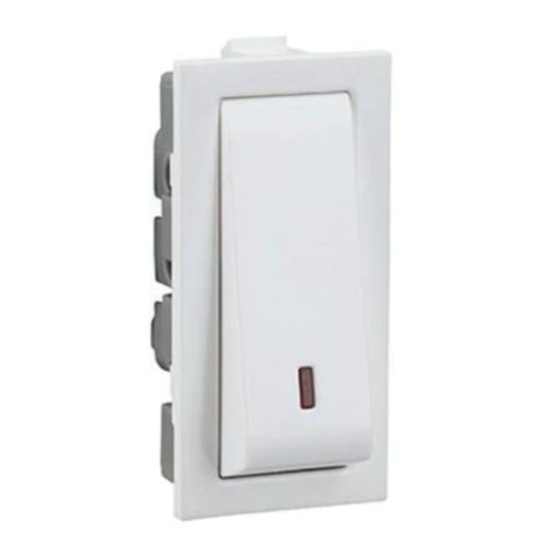 Legrand Britzy Modular Switch White - 16A, 1 Way, With Indicator, 1M