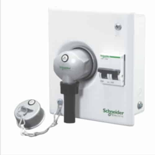 Schneider Acti9 Metal Industrial Plug & Socket DB Box Single Door IP30 - 20A 2 Pin (P+N)+E for 2 Pole MCB