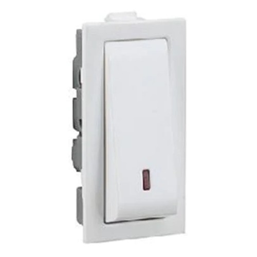 Legrand Britzy Modular Switch White - 6A, 1 Way, With Indicator, 1M